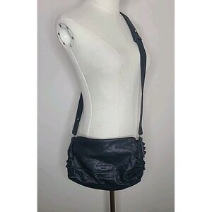Liebeskind Berlin Women Black Soft‎ Pebbled Leather Embellished  Crossbody Purse